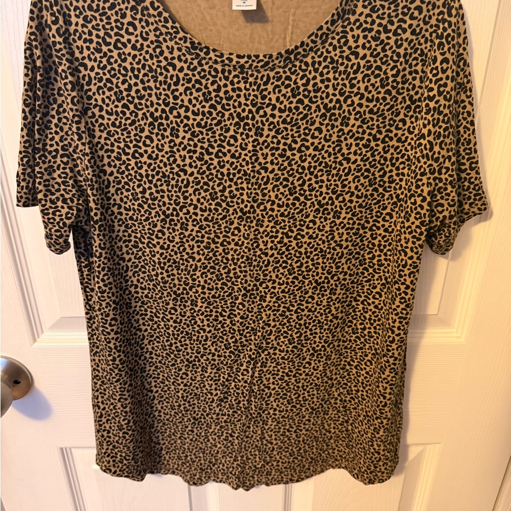 Old Navy Leopard Print Scoop Neck Short Sleeve Top - Tan & Black